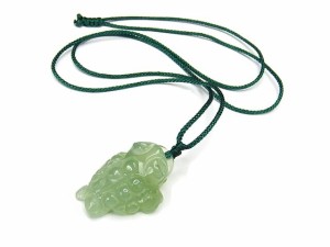 金運開運天然石ひすいネフライト金蟾3D彫りペンダント緑糸ネックレス