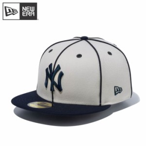 即日出荷 限定 newera ニューエラ キャップ 野球帽 59FIFTY Piping パイピング ニューヨーク・ヤンキース ストーン/ネイビー 14109883 er