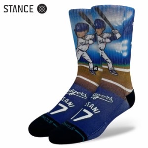 即日出荷 STANCE スタンス カジュアルソックス クルーソックス 大谷翔平 ボブルヘッド ビッグヘッド ドジャース MLB公認 SHO TIME 2 BLUE