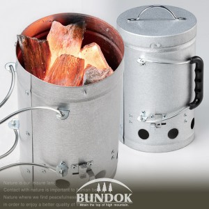 【送料無料】BUNDOK 炭火起こし＆火消し缶/BD-411/チャコール缶 火消し壺 火消しツボ 火起こし 火おこし 火おこし器  火起こし器 スター