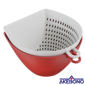 AKEBONO チリトリザルボウル レッド/MZ-3519/お好み焼き、もんじゃ焼き、たこやき、ホットプレート、調理器具、ボウル、ザル、まな板