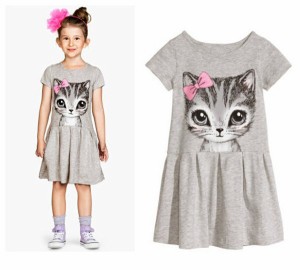 【メール便で送料380円】ワンピース 女の子 子供 キッズ ドレス 半袖 猫柄 ねこ ショートワンピース ミニワンピース 子供ワンピース キッ