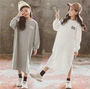 送料無料 ワンピース 女の子 春秋冬 子供 キッズ Tシャツワンピース カットソー 長袖ワンピース 膝丈 ひざ丈 チュニックワンピース ルー