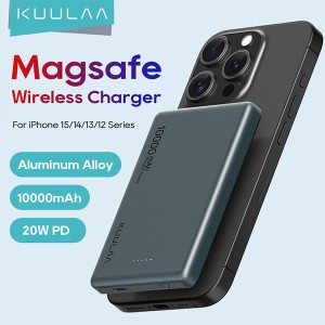 スリム 薄型 Magsafe充電 モバイルバッテリー ワイヤレス充電 KUULAA 10000mAh 小型 軽量 Type-C PSE認証 ネコポス