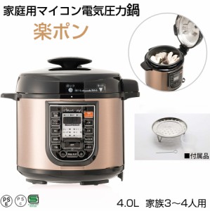 電気圧力鍋 楽ポン スターターセット 4L 3〜4人用 レシピブック付き マイコン式圧力鍋 お手入れ簡単 電気調理器 ワンダーシェフ OEDD40ST