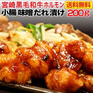 黒毛和牛 ホルモン 焼肉 小腸 味噌だれ漬け 200g 宮崎県産 送料無料 BBQ おつまみ おかず クール便　クール