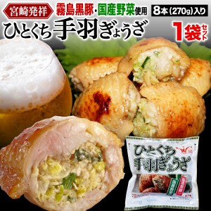 新商品  宮崎発祥 ひとくち手羽ぎょうざ 8本入り 一口サイズ 霧島黒豚 国産野菜使用 冷凍便 送料別 クール