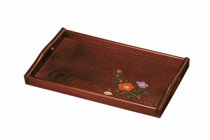 木製長手盆 尺5 山茶花 45cm 内祝 新築祝 祝い返し ギフト 漆器 日本 贈り物 トレイ トレー お盆 プレート 旅館 料亭 和食