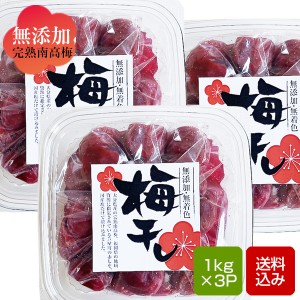 梅干し 無添加  3kg  (1kg×3)  しそ梅 無着色 完熟南高梅  九州産 