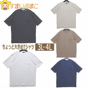 メンズ 大きいサイズ ちょっと大きめTシャツ 半袖Tシャツ 3L 4L ブラック ホワイト ベージュ モカ ネイビー 62239-1 Lap wing