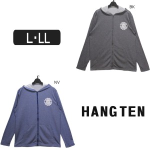 メンズ HANG TEN 長袖 UVパーカー L LL BK NV 426-350 ハンテン 大きいサイズあり 紳士 トップス パーカー 無地 ワンポイント