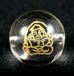 七福神 恵比寿 水晶金彫り 10mm 【彫刻 一粒売りビーズ】