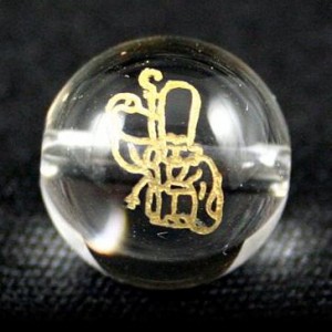 七福神 福禄寿 水晶金彫り 10mm 【彫刻 一粒売りビーズ】