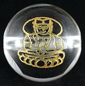 八大観音（普賢菩薩） 水晶金彫り 12mm 【彫刻 一粒売りビーズ】