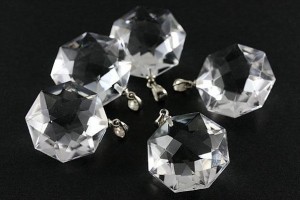 水晶 八卦ダイヤモンドカットペンダントトップ 人工結晶 シルバー925使用 1個売り