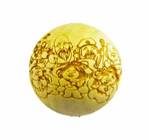 七福神 ウッドビーズ ウッドビーズ 15mm 柘植 縦穴 【穴あり一粒売りビーズ】