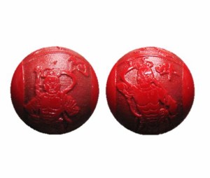 阿吽 (金剛力士) 朱砂（辰砂・シナバー）彫刻ビーズ 横穴 12mm 【穴あり一粒売りビーズ】