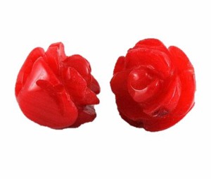 【薔薇一粒売りビーズ】 (立体) 10mm 赤珊瑚 1粒売り バラ売り 手作りにオススメ！ 天然石 パワーストーン