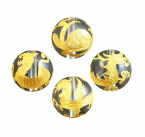 四神獣 水晶16mm(金彫り) 【彫刻 一粒売りビーズ】 天然石 パワーストーン