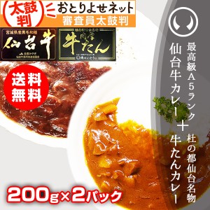 仙台牛カレー＋牛たんカレー2個セット【ネコポス】【※ギフト包装不可商品】