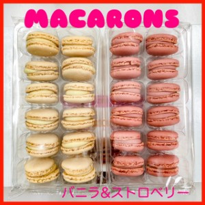 洋菓子　冷凍マカロン　バニラ&ストロベリー　2種類セット（12個×2パック）冷凍食品　デザート　スイーツ　送料無料（北海道・九州・沖