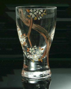 京焼き絵付け 冷酒グラス 十二ケ月花鳥図（桜）