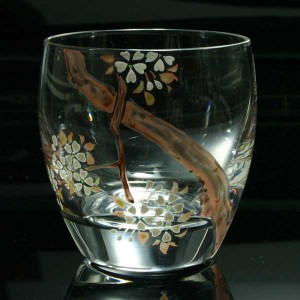 京焼き絵付け 冷酒グラス 十二ケ月花鳥図（桜）