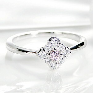 ピンクダイヤモンド 0.06ct Pink Dia リング プラチナ pt950 ダイヤモンド total0.24ct フラワー 花 ダイヤ 指輪 エタニティ