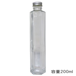 ハーバリウムボトル 『ガラスボトル六角200ml キャップ銀 314111』 amifa アミファ