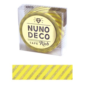 お名前ラベルシール 『NUNO DECO TAPE (ヌノデコテープ) リッチストライプ イエロー 15-286』 KAWAGUCHI カワグチ 河口
