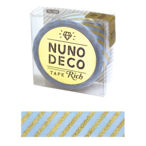 お名前ラベルシール 『NUNO DECO TAPE (ヌノデコテープ) リッチストライプ ブルー 15-288』 KAWAGUCHI カワグチ 河口