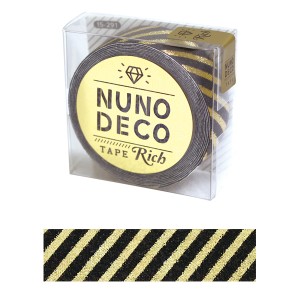 お名前ラベルシール 『NUNO DECO TAPE (ヌノデコテープ) リッチストライプ グレー 15-291』 KAWAGUCHI カワグチ 河口