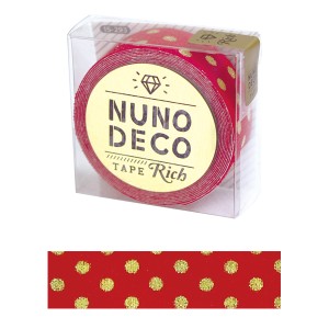 お名前ラベルシール 『NUNO DECO TAPE (ヌノデコテープ) リッチドット レッド 15-293』 KAWAGUCHI カワグチ 河口