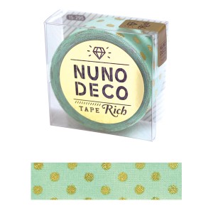お名前ラベルシール 『NUNO DECO TAPE (ヌノデコテープ) リッチドット グリーン 15-295』 KAWAGUCHI カワグチ 河口
