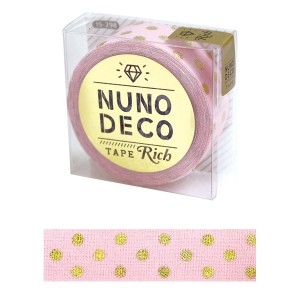 お名前ラベルシール 『NUNO DECO TAPE (ヌノデコテープ) リッチドット ピンク 15-298』 KAWAGUCHI カワグチ 河口