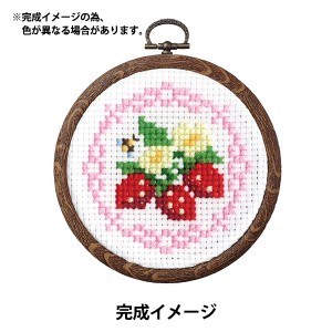 刺しゅうキット 『クロスステッチ刺繍キット プチフープ フルーツ&フラワー イチゴとレース 7443』 Olympus オリムパス