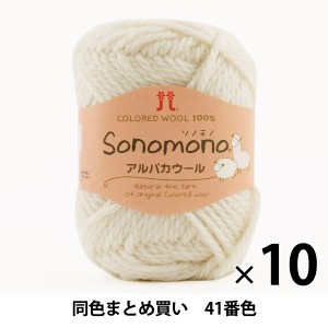 【10玉セット】秋冬毛糸 『Sonomono(ソノモノ) アルパカウール 41(白)番色』 Hamanaka ハマナカ【まとめ買い・大口】