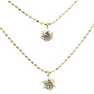 ダイヤモンドネックレス 2連ネックレス 一粒ダイヤ 0.15ct k18