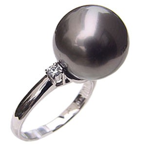 リング パール 指輪 黒真珠パールリング k18ホワイトゴールド
