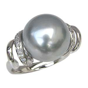 リング パール 指輪 黒真珠パールリング pt900 プラチナ ダイヤモンド