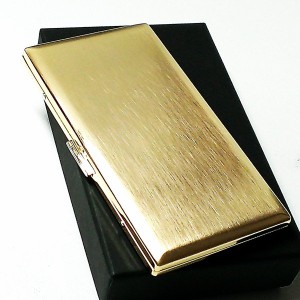 シガレットケース 100mm タバコケース リリースリム ゴールドサテン ロングサイズ対応 薄型モデル メンズ 日本製 真鍮製 かっこいい