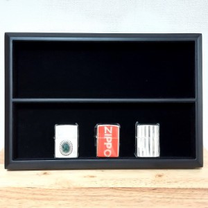 ZIPPO ディスプレイケース 収納 コレクションケース 二段 木製 一点物 ブラック レア 収納 おしゃれ インテリア ジッポライター メンズ