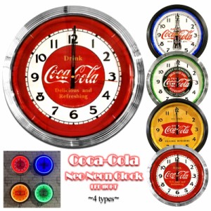 コカコーラ 時計 ネオンクロック LEDライト レッド ブルー グリーン イエロー レトロ Coca・Cola アメリカン PJ-NC 雑貨 おしゃれ
