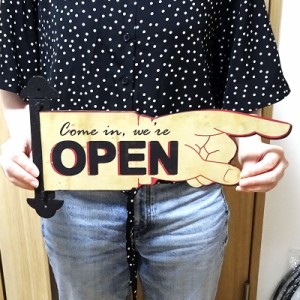 オープンクローズ看板 店舗用 アンティーク プレート ハンドサイン OPEN＆CLOSE 両面 可愛い 玄関飾り ビンテージ お店 カフェ お洒落 か