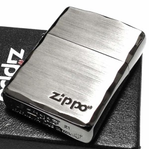 ZIPPO ライター ジッポ アーマー 重厚 ジッポロゴ シルバーサテン＆ブラック 両面コーナー彫刻 黒銀 Zippo シンプル かっこいい