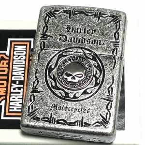 ZIPPO ライター ハーレーダビッドソン ジッポ スカルメタル 古美バレル仕上げ アンティークシルバー 国内限定モデル かっこいい ドクロ 