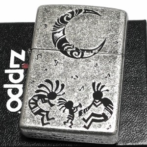 ZIPPO ココペリ 月 ジッポ ライター お守り 古美仕上げ シルバーイブシ 彫刻 ネイティブインディアン 御守り メンズ 珍しい ギフト