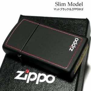 ジッポ スリム ライター ZIPPOロゴ マットブラック 艶消し おしゃれ 黒 シンプル かっこいい メンズ レディース ギフト プレゼント