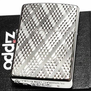 ZIPPO アーマー ジッポ ライター Diamante ホワイトニッケル ダイヤカット彫刻 両面加工 シルバー 重厚 かっこいい おしゃれ