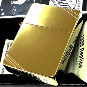 ZIPPO 1935 復刻レプリカ ダイアゴナルライン 金チタン ジッポ ライター チタンコート シンプル おしゃれ ゴールド 両面エッチング